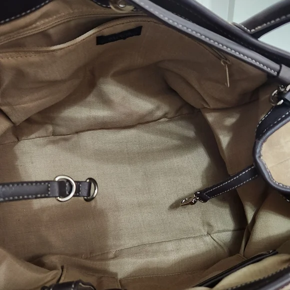 Vintage The Limited Tan Suede / Brown Leather Trim Tote Handbag - Picture 5 of 8